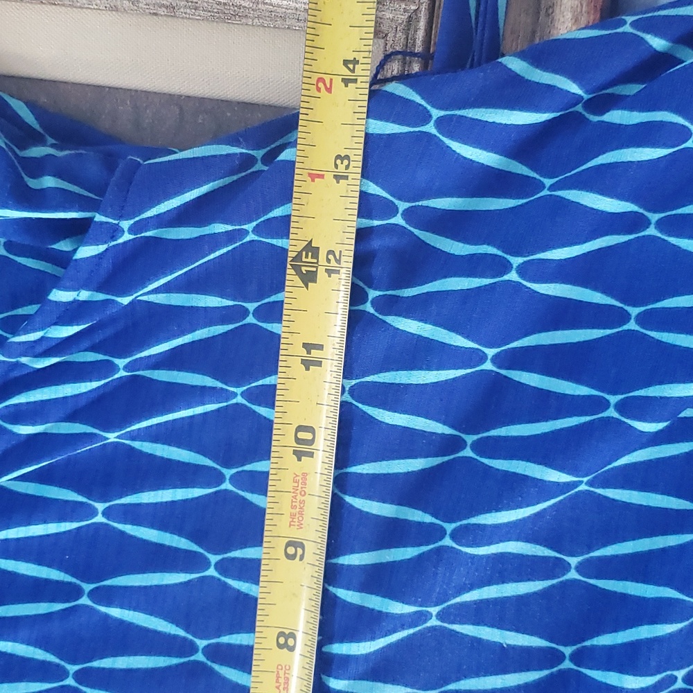 41 Hawthorn Small Blue and Aqua Faux Wrap Dress - Picture 9 of 11